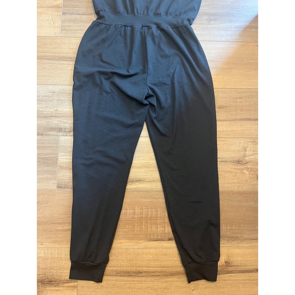 Beyond Yoga Lounge Around Black Ribbed Adjustable Strap Jogger Jumpsuit Size M - Picture 13 of 13
